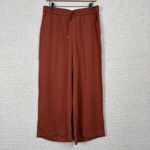 Sojourn Pants Womens LP Copper Brown Pull On Wide Leg Stretch High Rise